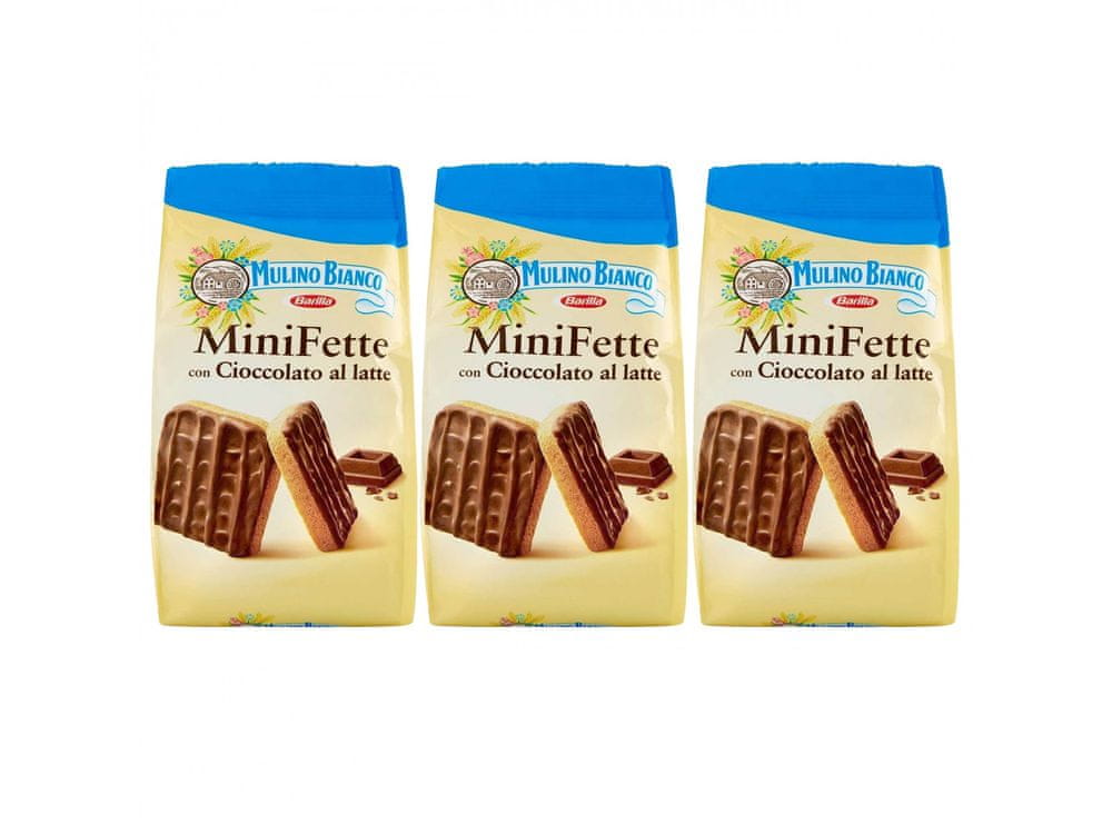 sarcia.eu MULINO BIANCO Mini Fette - Talianske, mini sušienky s mliečnou čokoládou 110 g 3 paczki